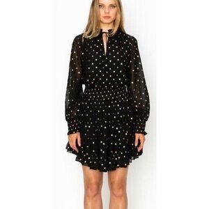 G.P.D. Smocked‎ Waist Tiered Polka Dot Mini Dress